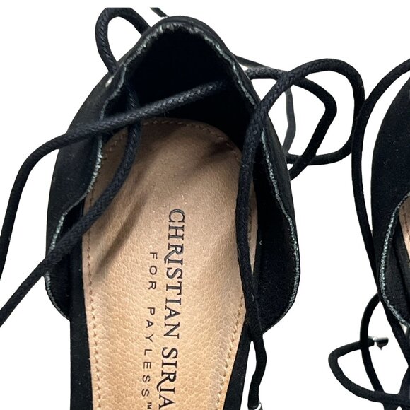 Christian Siriano Black Josephine Lace-Up Heels Size 8.5 Pointed Toe Cutout Desi - Picture 3 of 8